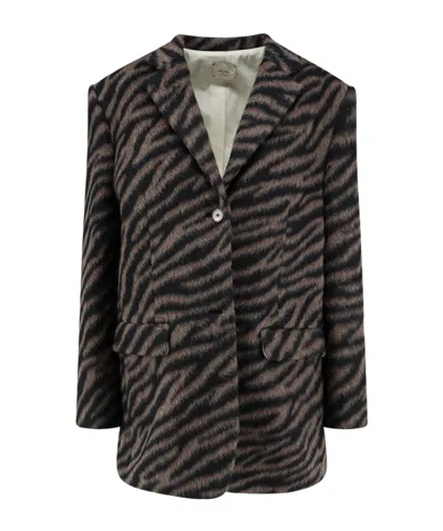 Alysi Zebrapattern Singlebreasted Blazer In Brown