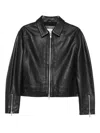 Alysi Zip-front Leather Jacket In Black