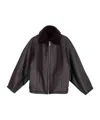 Alysi Zip-front Leather Jacket In Black