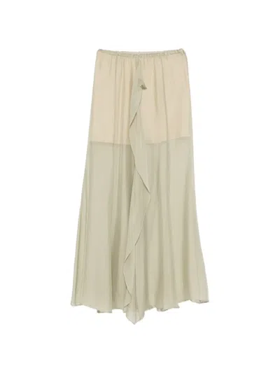Alysi Zip-fastening Ruffled Midi Skirt In Brown
