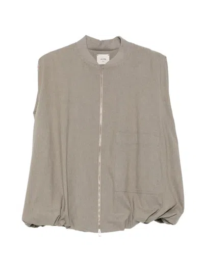 Alysi Zip-up Bubble-hem Gilet In Gray