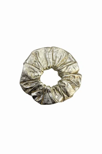 Alyson Eastman Leather Scrunchie In Gold
