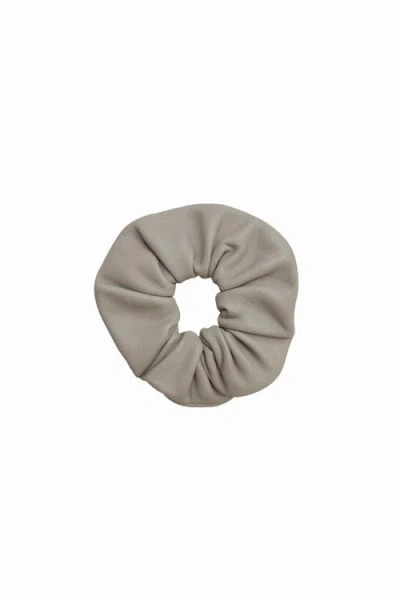 Alyson Eastman Leather Scrunchie In Gray