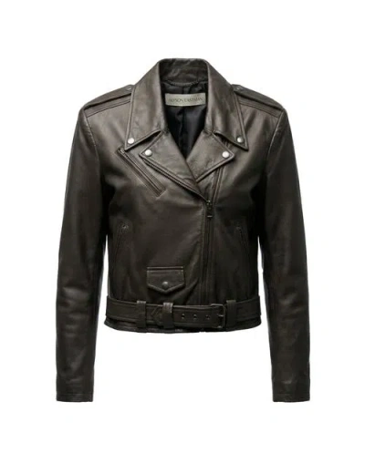 Alyson Eastman Moto Jacket In Dark Brown