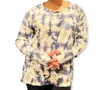 Alyssa Thomas Crew Neck Long Sleeve Sweatshirt In Dark Grey W White In Multi