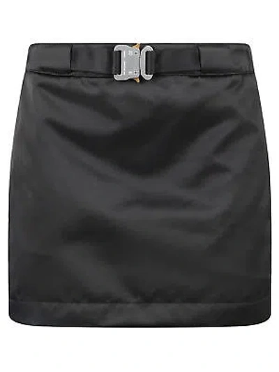 Pre-owned Alyx 1017  9sm Buckle Satin Mini Skirt 40 It In Black