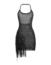 Alyx Fringed Crocheted Cotton-blend Mini Dress In Black
