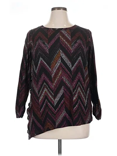 Pre-owned Alyx 3/4 Sleeve Top Burgundy Chevron/herringbone Pattern Boatneck Tops
