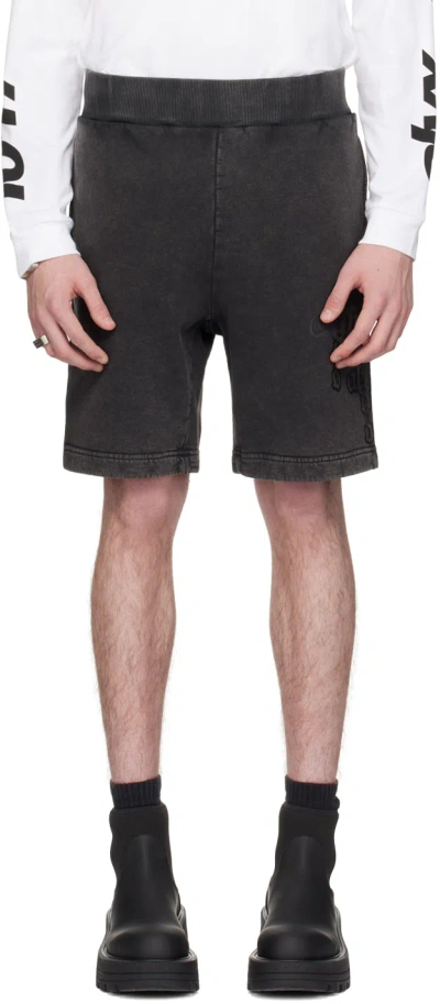 Alyx Black Cross Shorts In Blk0003 Washed Black