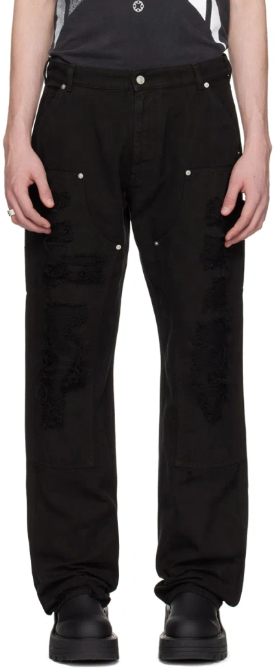 Alyx Black Destroyed Trousers In Blk0003 Black