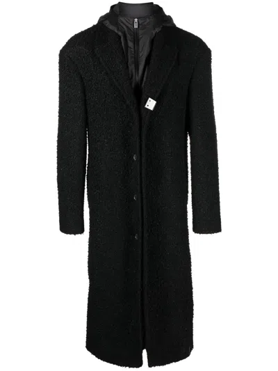 Alyx Bouclé Layered Single-breasted Coat In Schwarz