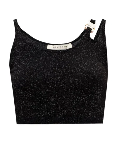 Alyx Buckle-detail Asymmetric Crop Top In Black