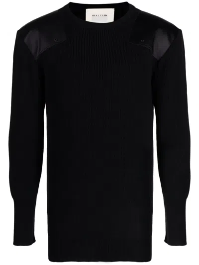 Alyx Contrasting-patches Ribbed-knit Jumper In Black