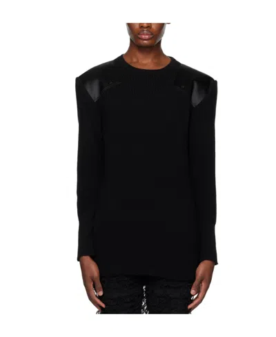 Alyx Contrasting-patches Ribbed-knit Jumper In Black