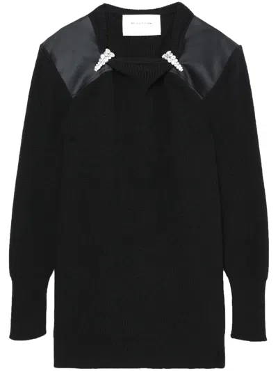Alyx Crystal-embellished Ribbed-knit Mini Dress In Black