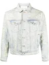 Alyx Distressed Denim Jacket In Blue