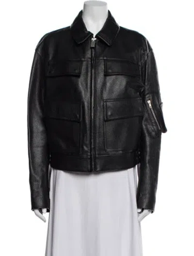 Pre-owned Alyx Leather Bomber Jacket In Black