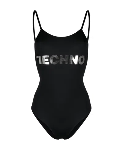Alyx Logo Printed One-piece Swimsuit In Black