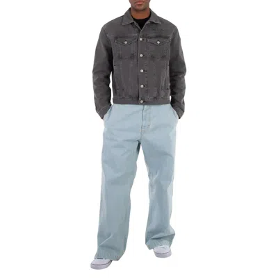 Alyx Men's Washed Black Mark Flood Square Denim Jacket, Size Small In Gray
