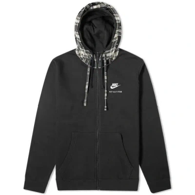 Pre-owned Alyx Nike 1017  9sm Zip Up Plaid Hoodie In Black