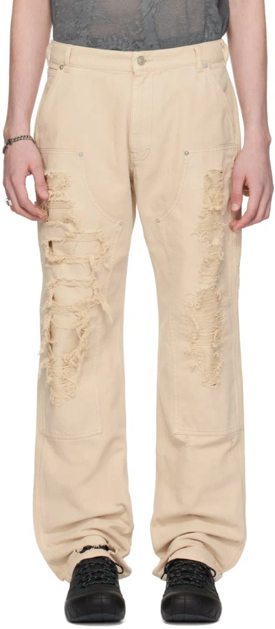 Alyx Off-white Destroyed Carpenter Trousers In Wth0005 Off White