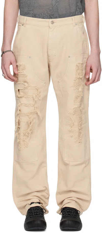 Alyx Off-white Destroyed Carpenter Trousers In Wth0005 Off White