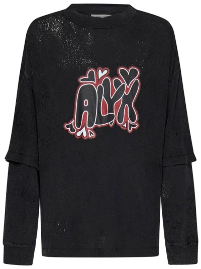 Alyx Oversized Unisex Printed Long Sleeves T-shirt In Black
