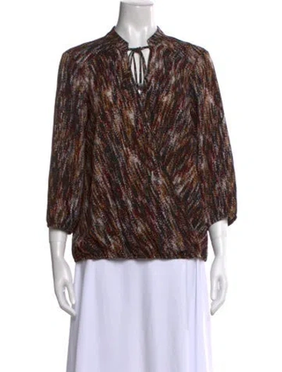 Pre-owned Alyx Printed V-neck Blouse In Brown