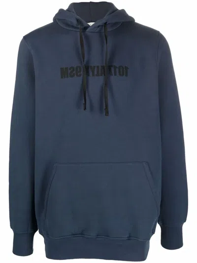 Alyx Reverse Logo-print Rib-trimmed Hoodie In Blue