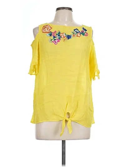 Pre-owned Alyx Short Sleeve Top Yellow Cold Shoulder Neckline Tops