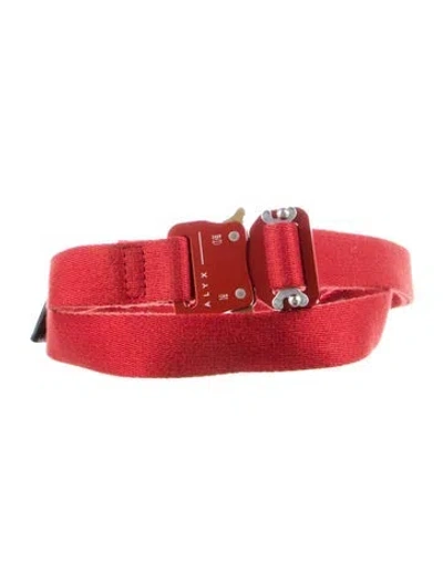 Pre-owned Alyx Skinny Leather Trim Embellishment Belt In Red