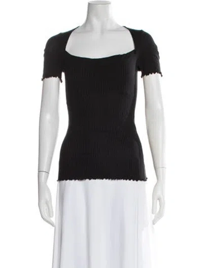 Pre-owned Alyx Square Neckline Short Sleeve Top In Black