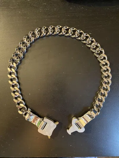 Pre-owned Alyx Ssense Exclusive Silver Leather Trim Chain Necklace