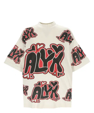 Alyx Beige Oversized Needle Punch T-shirt In Bianco