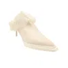 Alyx Tan Brown Shearling Heeled Mule Pumps In White