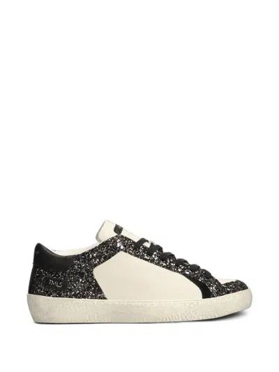 Ama Brand Glitter-panelled Leather Sneakers In Multi
