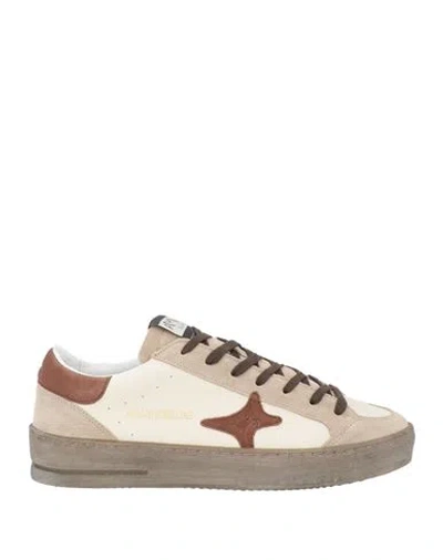 Ama Brand Man Sneakers Beige Size 9 Leather In Multi
