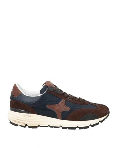 Ama Brand Man Sneakers Dark Brown Size 7 Leather, Textile Fibers
