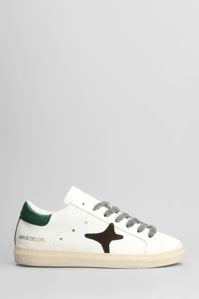 Ama Brand Sneakers In White Leather In White Green