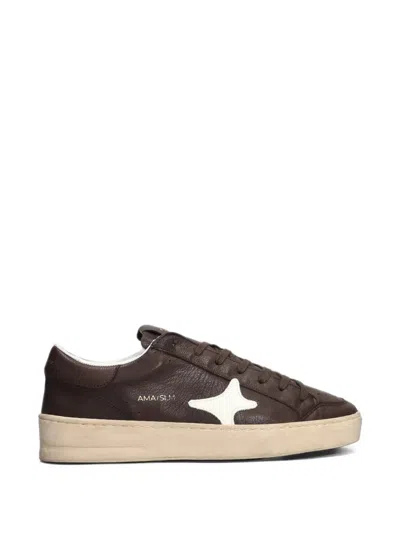 Ama Brand Star-patch Sneakers In Brown
