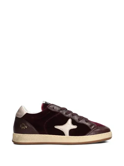 Ama Brand Velvet Star-patch Sneakers In Brown