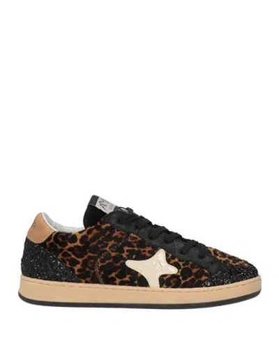 Ama Brand Woman Sneakers Black Size 7 Leather In Brown