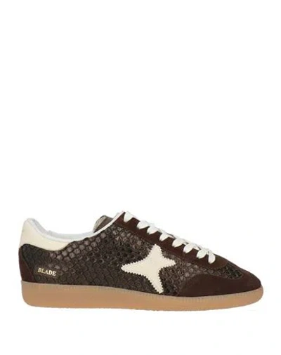 Ama Brand Woman Sneakers Bronze Size 9 Leather In Brown