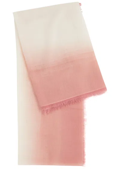 Ama Pure Frame Fringed Cashmere Scarf In Pink And White