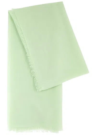 Ama Pure Fringed Cashmere Scarf In Mint