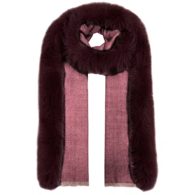 Ama Pure Fur-trimmed Wool Scarf In Brown
