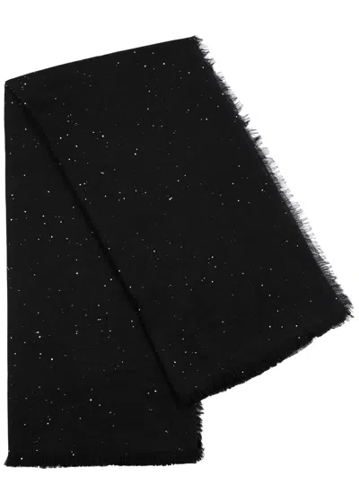 Ama Pure Starlight Sequin-embellished Cashmere Scarf In Black