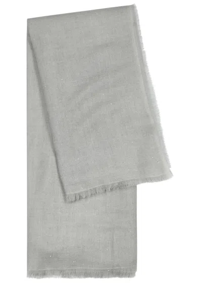 Ama Pure Starlight Sequin-embellished Cashmere Scarf In Grey