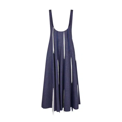 Ama The Label Women's Blue Overall Fringe Dress