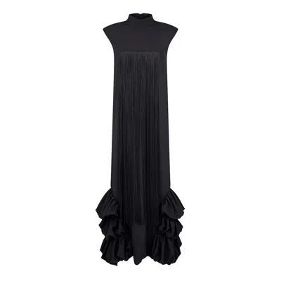 Ama The Label Women's Long Fringed Dress In Black